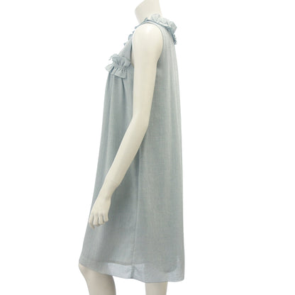 Very good condition◆Daisy LIN For FOXEY Sleeveless One Piece Resort Ruffle Ladies Blue Size 38 DAISY LIN For FOXEY [AFB2] 