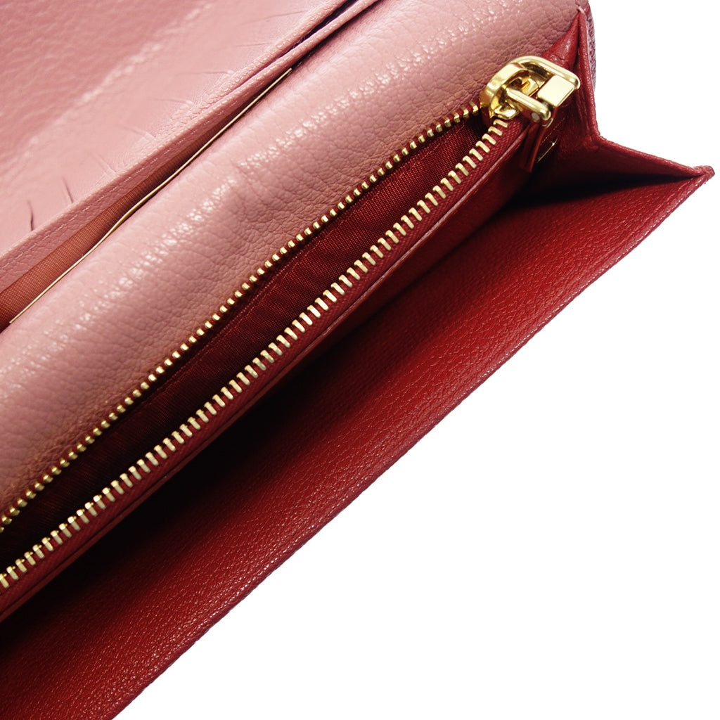 Used ◆ Miu Miu long wallet Madras love letter pink gold hardware miumiu [AFI20] 