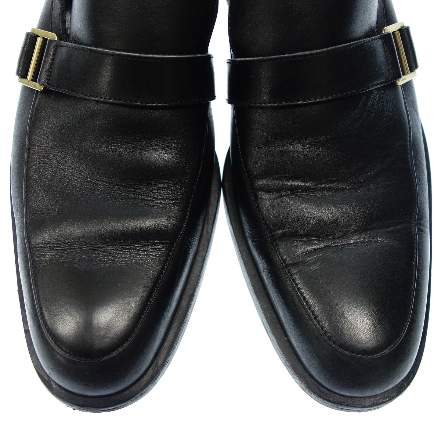 Gucci leather loafers gold hardware men's 6.5E black GUCCI [AFC41] [Used] 