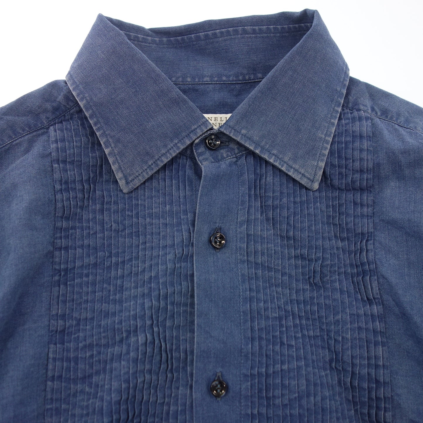 Unused◆Brunello Cucinelli Shirt Denim 100% Cotton Size L Slim Fit Men's Blue BRUNELLO CUCINELLI [AFB35] 