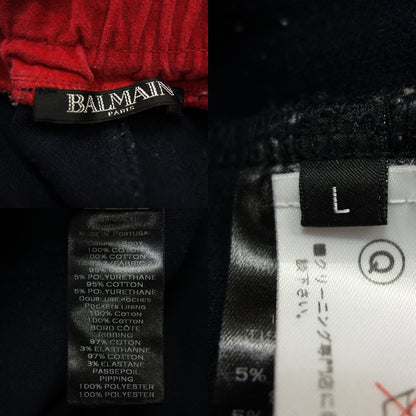 中古◆バルマン スウェットパンツ バイカラー メンズ ネイビー×レッド サイズL BALMAIN【AFB25】