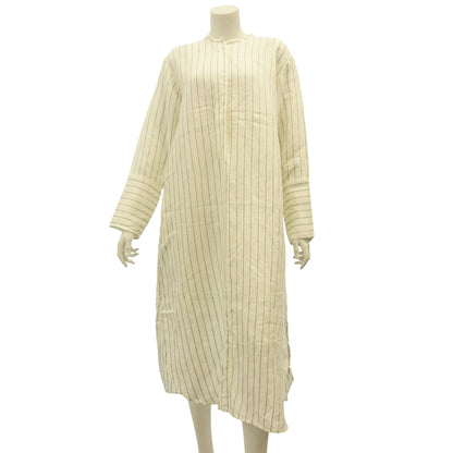 Good condition ◆ Seya Band color stripe dress 19-040-450-0006-1-0 Linen x Silk Ladies White S seya. [AFB3] 