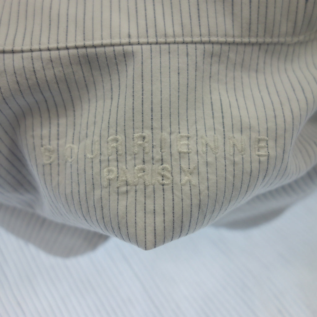 Very good condition◆Brienne Paris This Striped Shirt 23-050-050-0363-1-0 Cotton x Linen Men's White Size L bourrienne paris x [AFB4] 