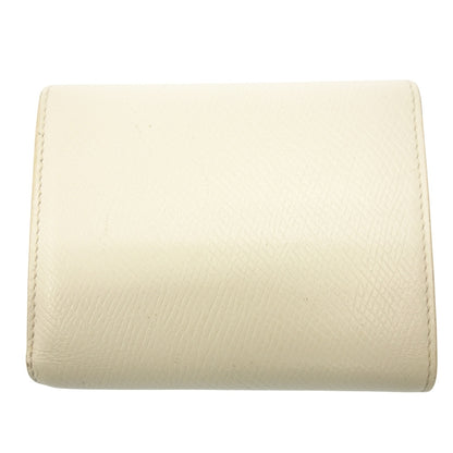 Used ◆CELINE trifold wallet compact wallet trifold gold hardware leather white CELINE [AFI8] 