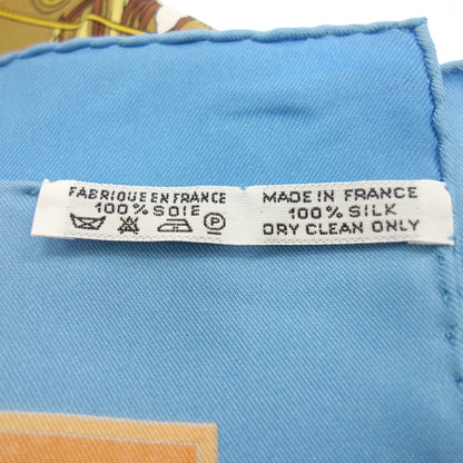 Good condition◆Hermes Scarf Carre90 Silk LE TEMPS de MARIONNETTES Marionette Time Light Blue HERMES [AFI22] 