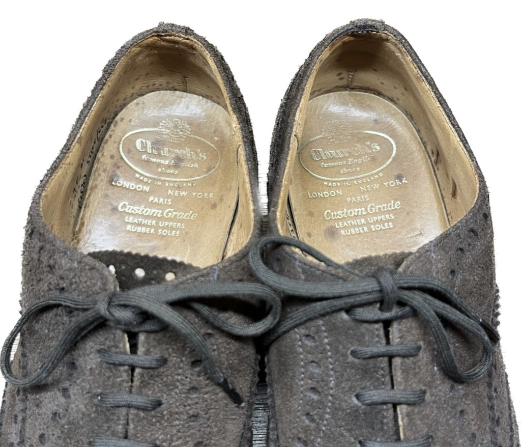 Used Church Leather Shoes Wingtip Suede Brown UK7 73 Last Church's 