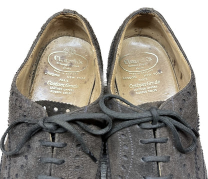 Used Church Leather Shoes Wingtip Suede Brown UK7 73 Last Church's 