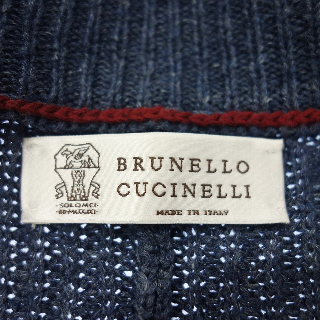 極美品◆ブルネロクチネリ ニットカーディガン ダブルボタン メンズ ブルー系 Brunello Cucinelli【AFB39】