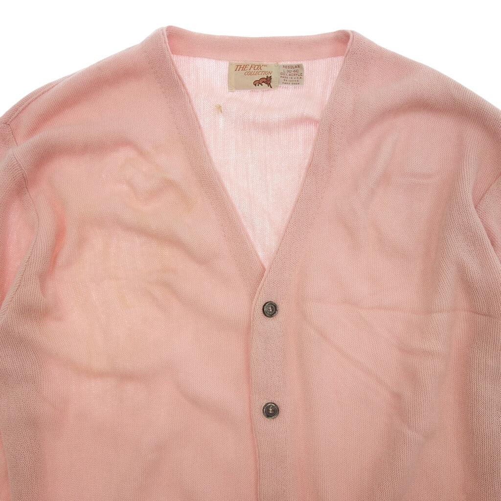 Used Vintage THE FOX COLLECTION 80's Cardigan Acrylic Men's Pink Size L Vintage THE FOX COLLECTION [AFB33] 