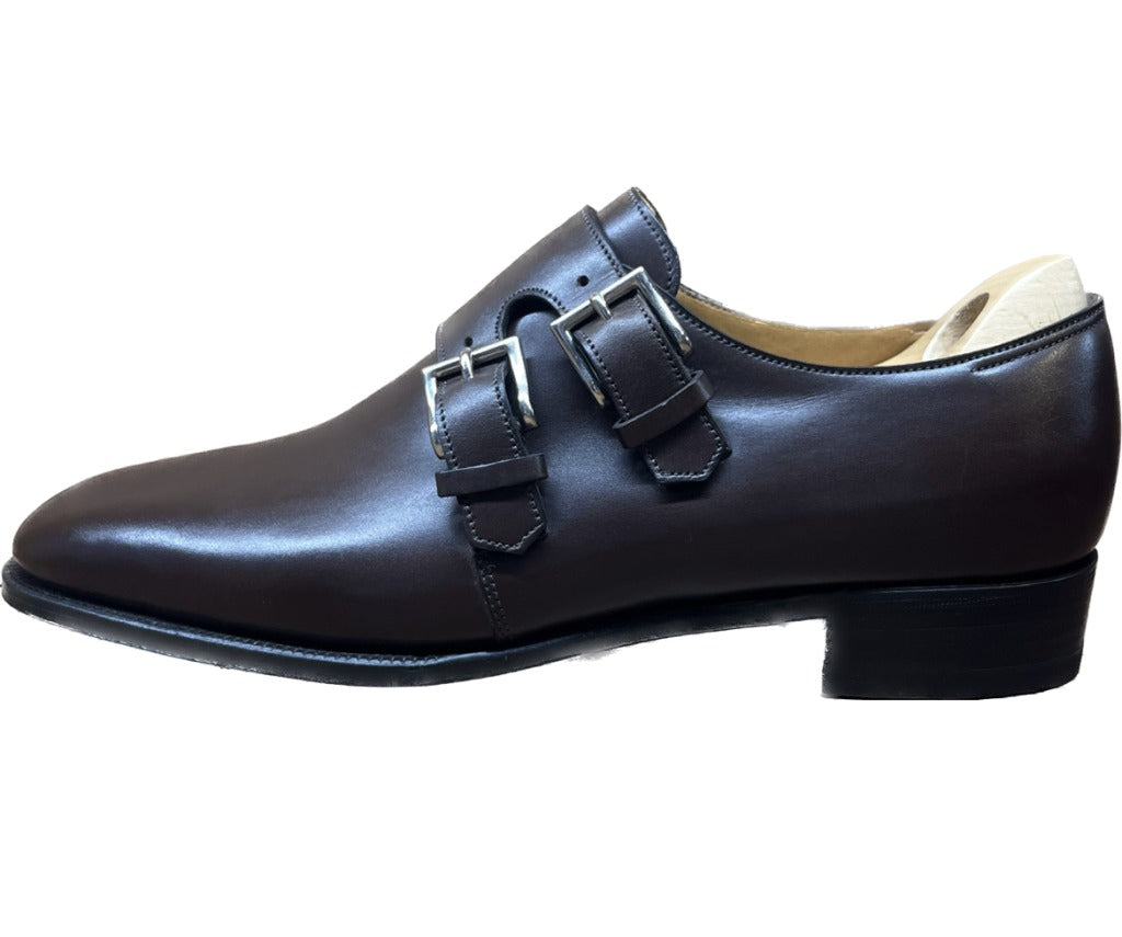 新品同様◆ジョンロブ レザーシューズ ダブルモンク ナセビー 茶 6.5D JOHN LOBB