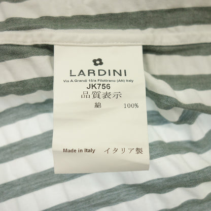 中古◆ラルディーニ シャツジャケット シアサッカー コットン100％ メンズ ホワイト×グリーン サイズS LARDINI【AFB45】