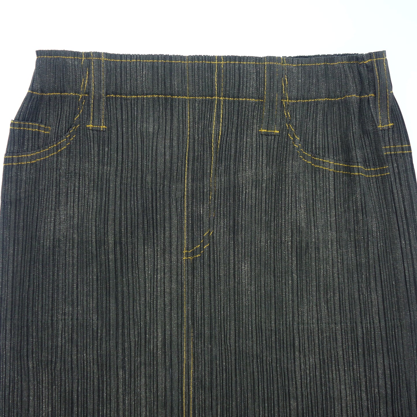 Good condition ◆ Pleats Please Issey Miyake Skirt Denim Transfer PP75-JG021 Black Ladies Size 1 PLEATS PLEASE ISSEY MIYAKE [AFB1] 