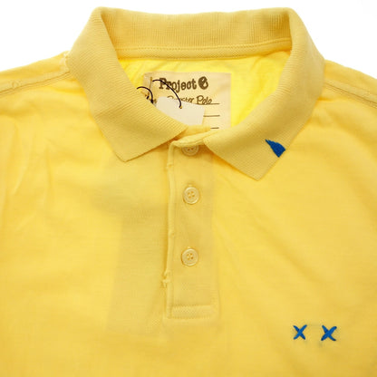 Good Condition◆Project-e Polo Shirt Short Sleeve Cotton Distressed Men's XS Yellow Project-e [AFB39] 