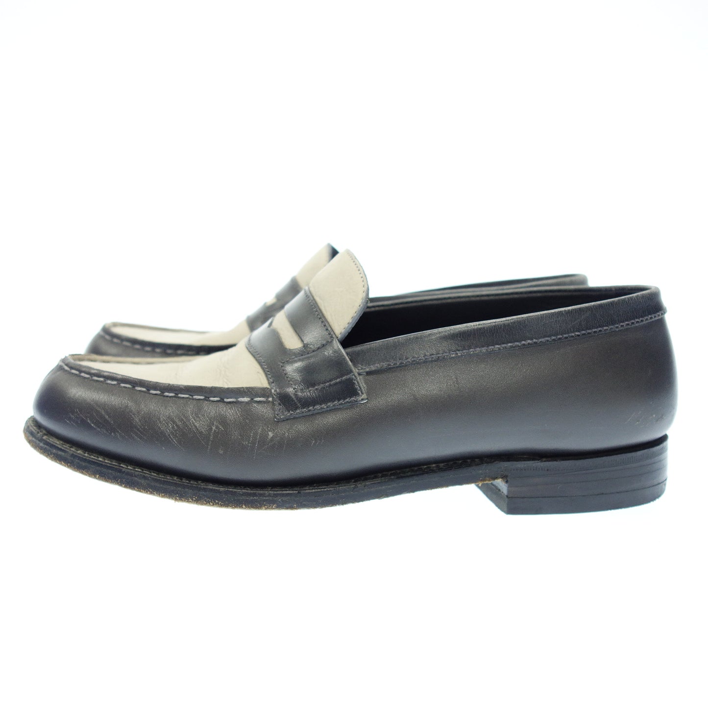 Used ◆JM Weston Signature Loafer 180 Calf Nubuck Bicolor Men's Gray x White 4D JMWESTON [AFD5] 