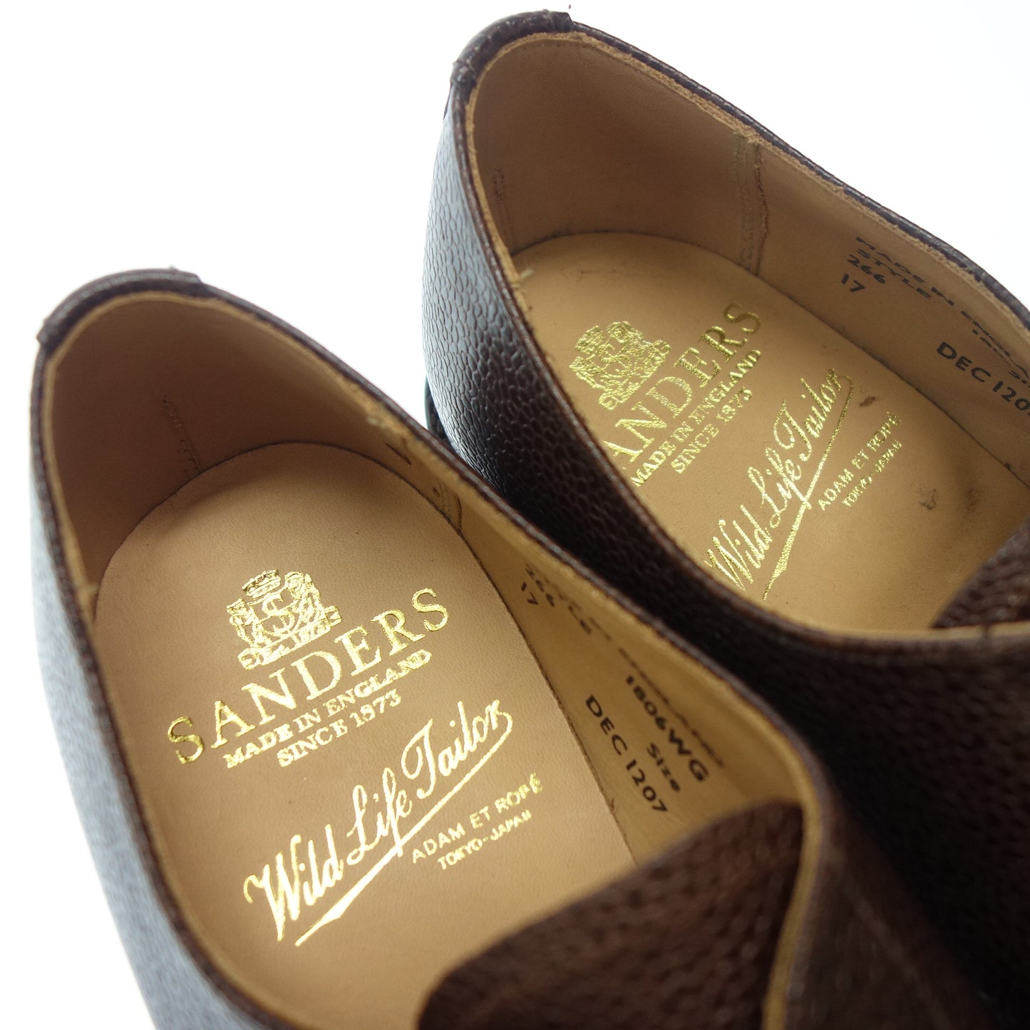 Unused ◆Sanders leather shoes plain toe 1806WG grain leather men's UK8.5 brown with box SANDERS [AFC10] 