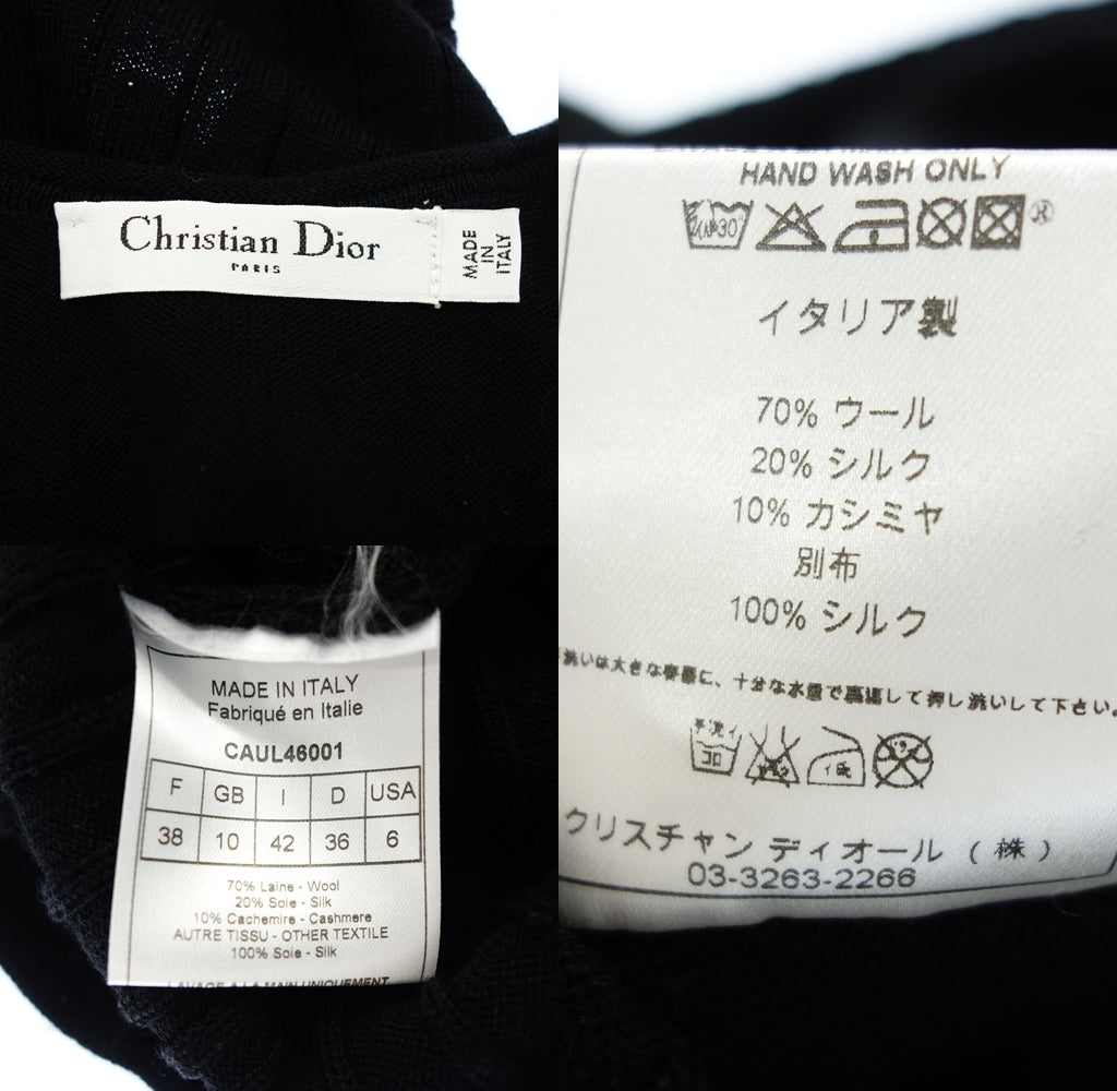 二手 ◆ Christian Dior 针织连衣裙羊毛 x 丝绸 x 羊绒女式黑色 38 码 Christian Dior [AFB31] 