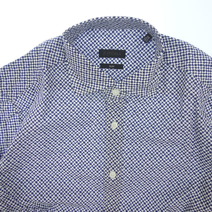 Zegna long sleeve shirt slim fit all over pattern Z men's S blue x white Z ZEGNA [AFB24] [Used] 