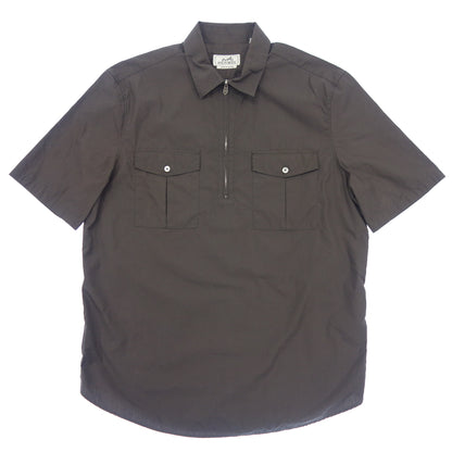 Good Condition◆Hermès 20SS Half Zip Short Sleeve Shirt Cotton Gray Men's Size 39 Hermès [AFB33] 