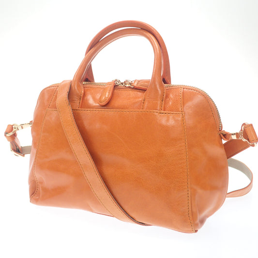 Very good condition◆No brand 2Way leather bag Orange [AFE9] 