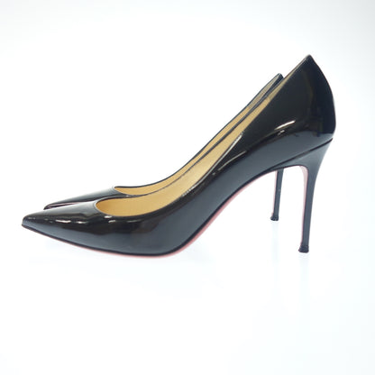 美品◆クリスチャンルブタン パンプス ピンヒール エナメル レディース サイズ37 ブラック CHRISTIAN LOUBOUTIN【AFD1】