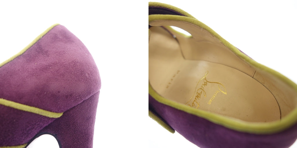 Used Christian Louboutin Suede Leather Belt Heel Pumps Shoes Women's 35 Purple Christian Louboutin [AFC6] 