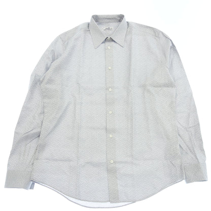 Good Condition◆Hermes Long Sleeve Shirt Serie Button All Over Pattern Size 42 Men's Gray HERMES [AFB38] 