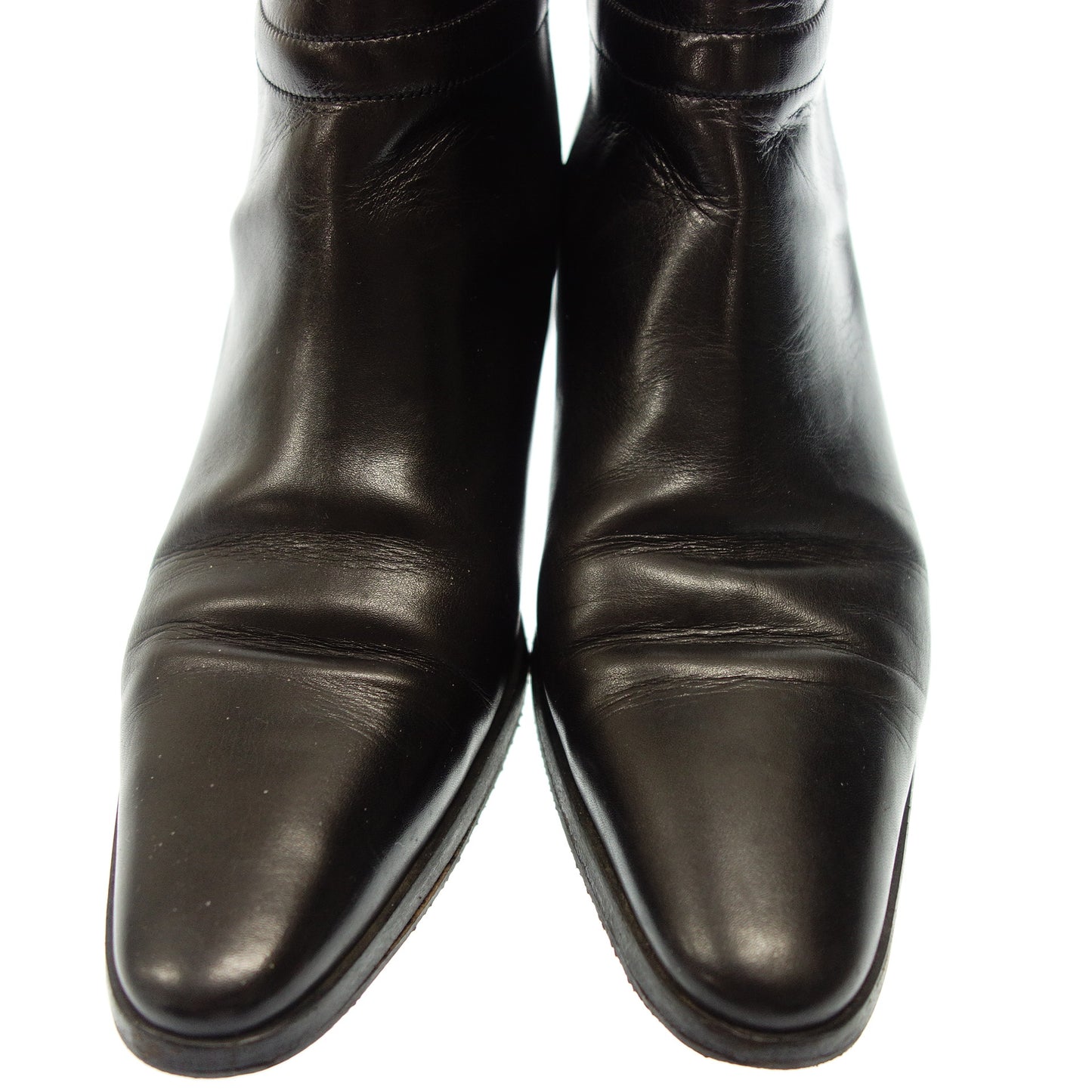 Good Condition◆Hermes Leather Boots Jodhpur Boots H Hardware Ladies 36.5 Black HERMES [AFC12] 