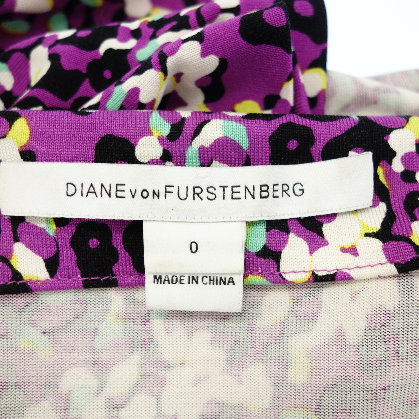 美品◆ダイアンフォンファステンバーグ ワンピース シルク 総柄 レディース パープル系 サイズ0 DIANE VON FURSTENBERG【AFB53】