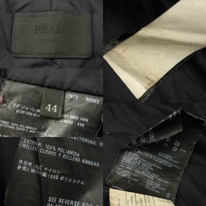 中古◆プラダ ナイロン ジャケット フード 中綿 メンズ 44 黒 PRADA【AFB48】