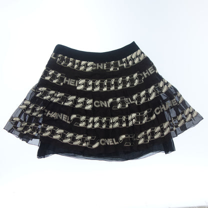 Used ◆ CHANEL Frill Skirt Coco Mark Logo 01A Women's Black Size 36 CHANEL [AFB35]