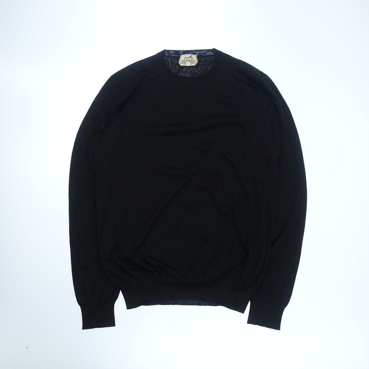 Hermes knit sweater silk all over pattern men's XL black HERMES [AFB16] [Used] 