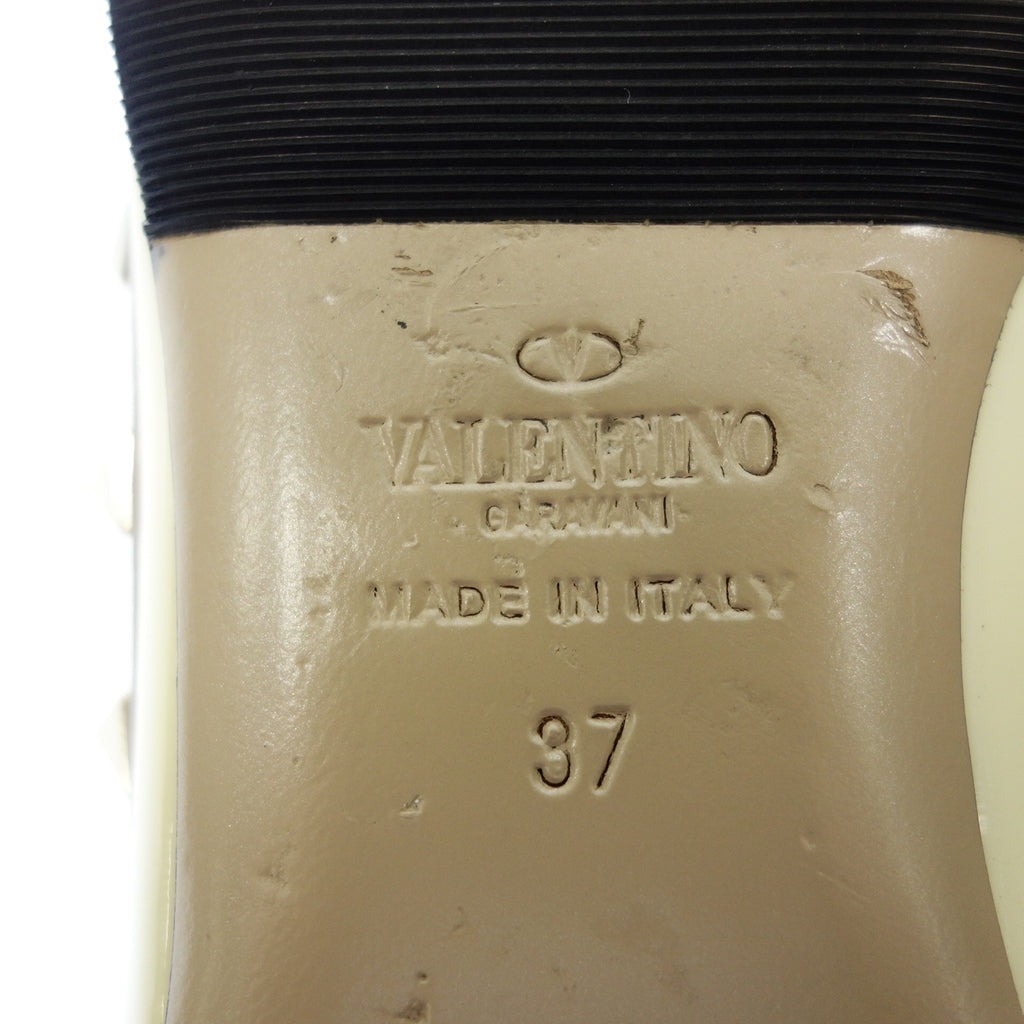 Good Condition◆Valentino Pumps Rockstud Flat Patent Women's Yellow Size 37 VALENTINO [AFC3] 