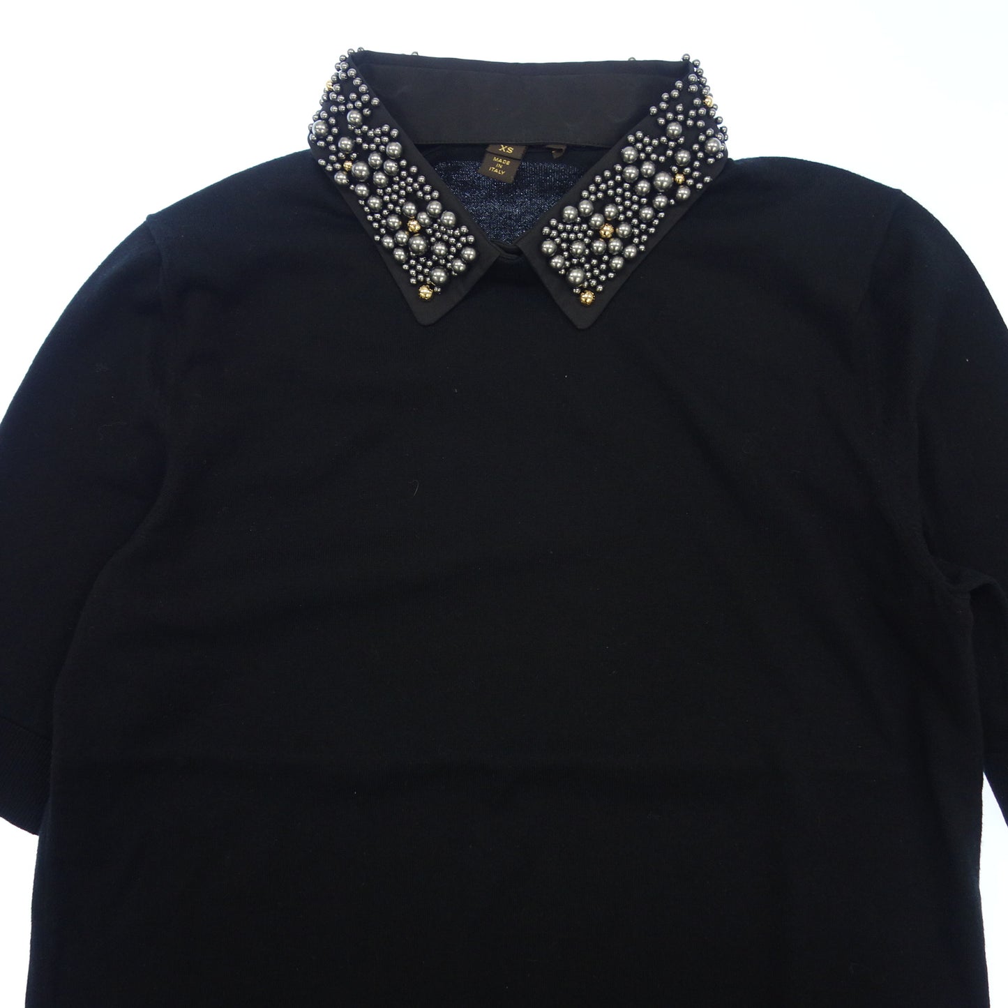 Good condition ◆Louis Vuitton T-shirt 13SS Collar Bijoux Cotton Ladies Black Size XS LOUIS VUITTON [AFB3] 