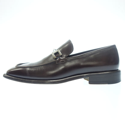 Good condition ◆ Gucci leather loafer slip-on horsebit square toe silver hardware men's size 41.5 brown with box GUCCI [AFC40] 