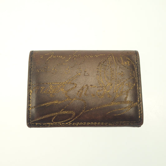 Used ◆ Berluti Card Case Golden Patine Calligraphy Berluti [AFI4] 