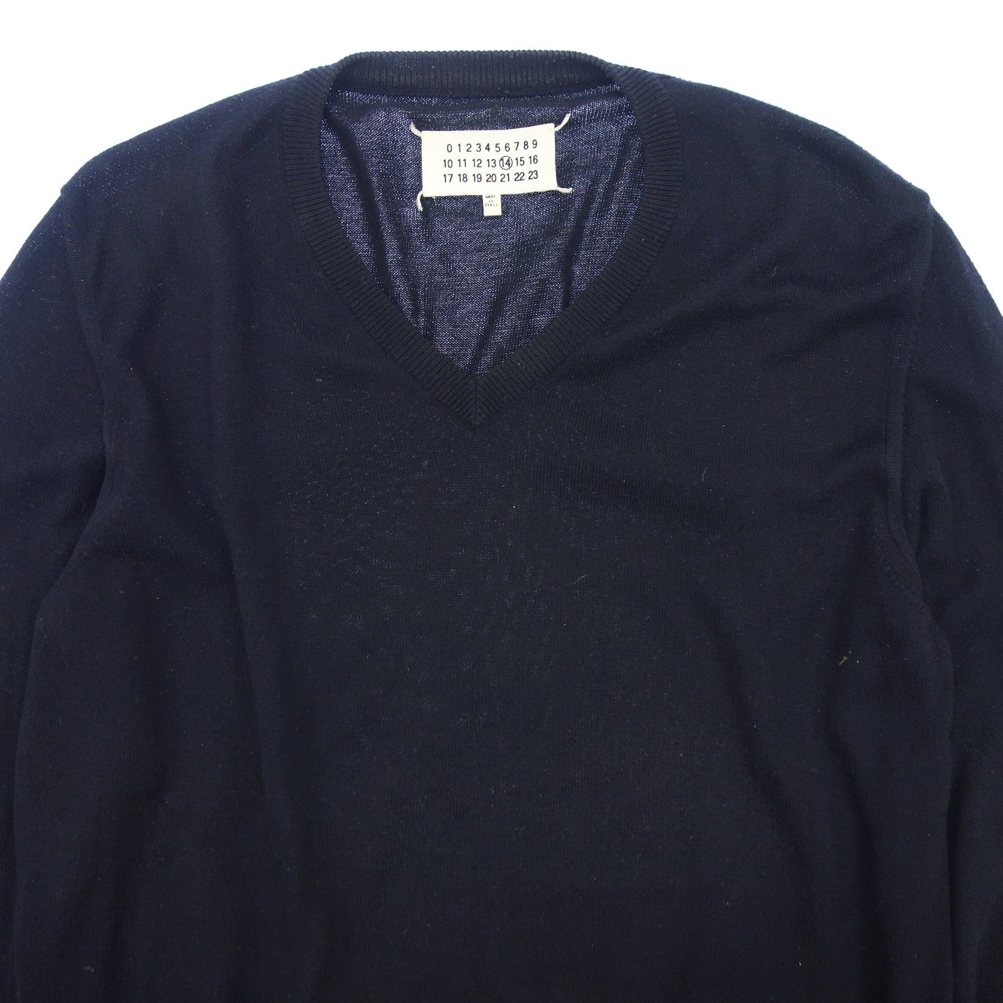 Used ◆ Maison Martin Margiera V-neck shirt 12SS cotton S30HA0498 Elbow patch men's navy size S Maison Martin Margiera [AFB36] 