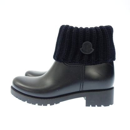 Good Condition◆Moncler Ginette Rain Boots Short Ankle Boots Logo Patch Women's Black Size 39 MONCLER GINETTE [AFC5] 