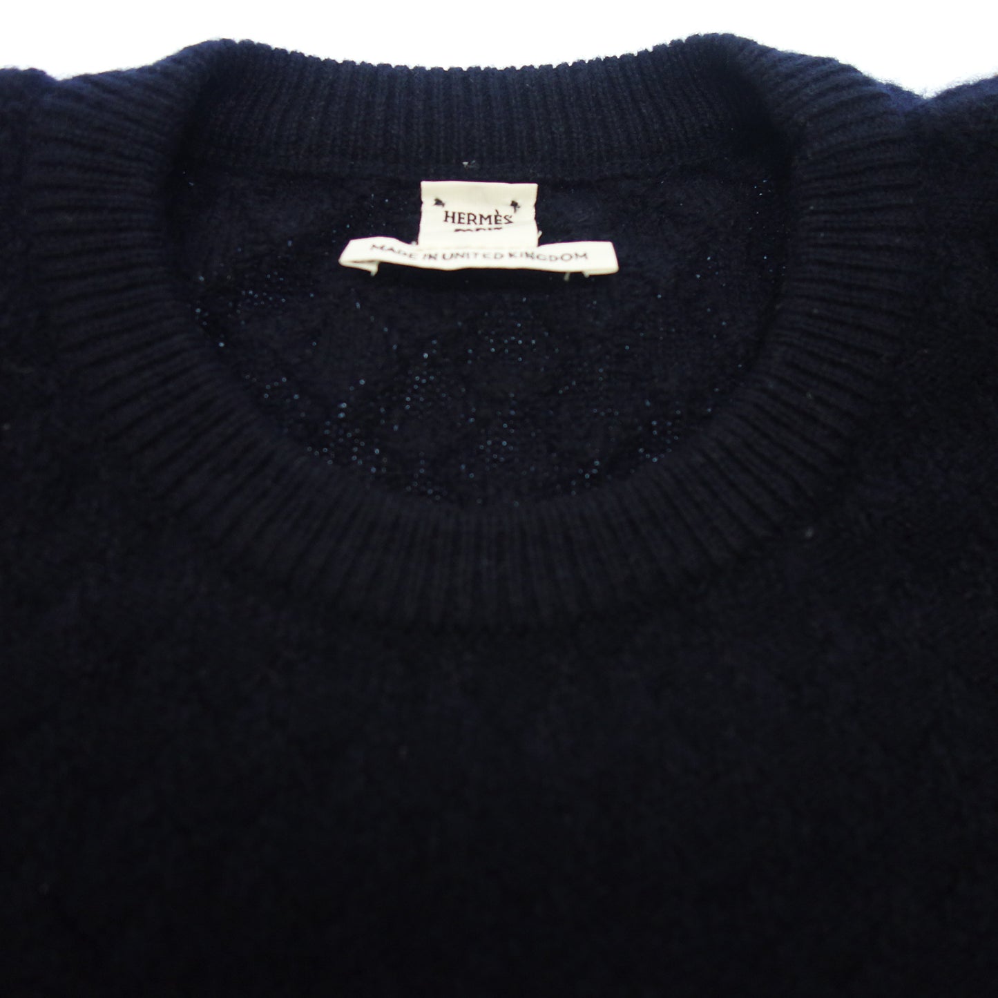 Used ◆Hermes knit sweater cashmere all over pattern size 34 ladies dark blue HERMES [AFB30] 