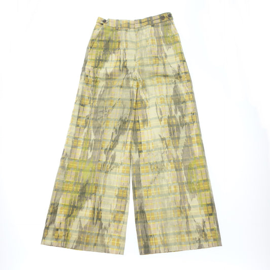 Good condition◆Cavan Camouflage Check Print Wide Pants Cotton Polyester Women's Yellow Size Unknown CABaN [AFB8] 