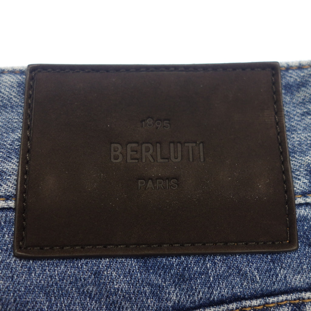 極美品◆ベルルッティ デニムパンツ 裏地カリグラフィ メンズ サイズ44 ブルー系 Berluti【AFB48】