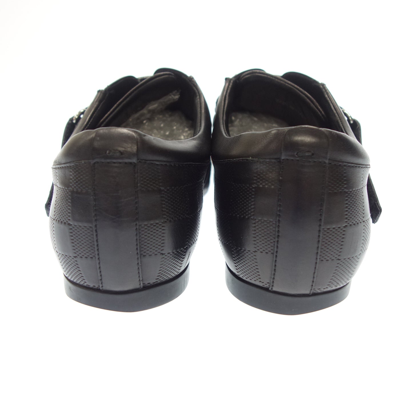 状况良好◆路易威登皮鞋皮带设计 Damier Infini 男士黑色尺寸 7.5 LOUIS VUITTON [AFC16] 