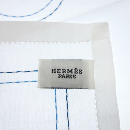 Hermes Handkerchief Embroidery Rudder Marine Ladies White HEMRES [AFI17] [Used] 