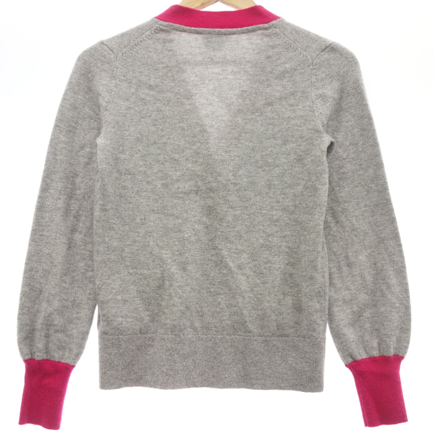 Kate Spade Cardigan Bicolor 100% Cashmere Women's Gray Pink XXS KATE SPADE [AFB9] [Used] 