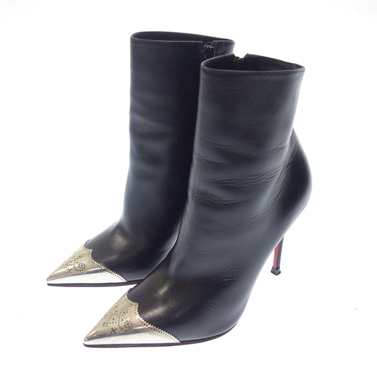 Used ◆ Christian Louboutin Pointed Toe Leather Heel Boots Booties Ladies 35 Black Series Christian Louboutin [AFC3] 