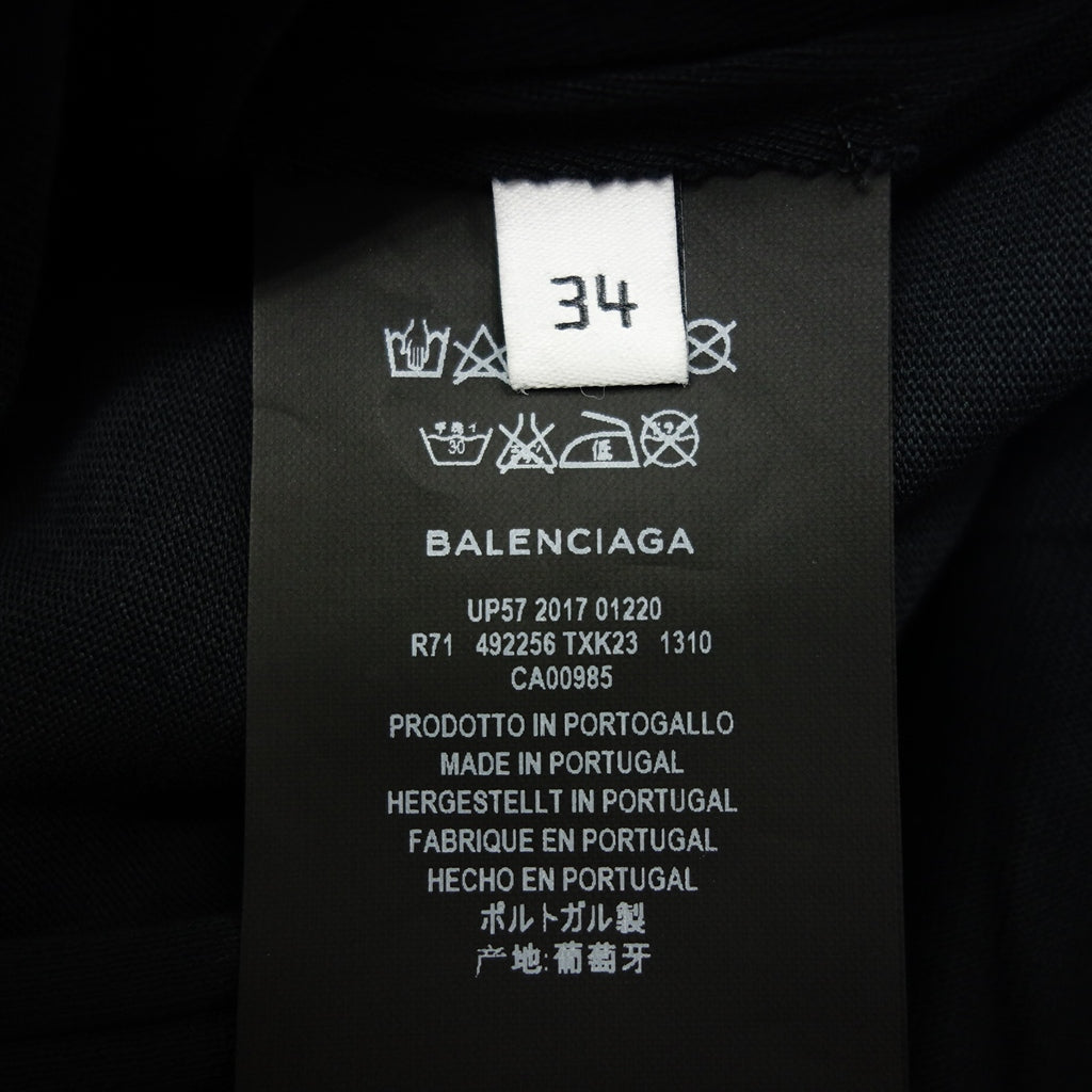 美品◆バレンシアガ ワンピース アシンメトリー 切替 プリント レディース 34 黒×ネイビー BALENCIAGA【AFB3】