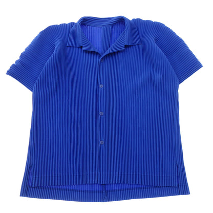 ISSEY MIYAKE HOMME PLISSE 衬衫 短袖 褶裥 HP91JJ123 男士 蓝色 3 ISSEY MIYAKE HOMME PLISSE [AFB49] [二手] 