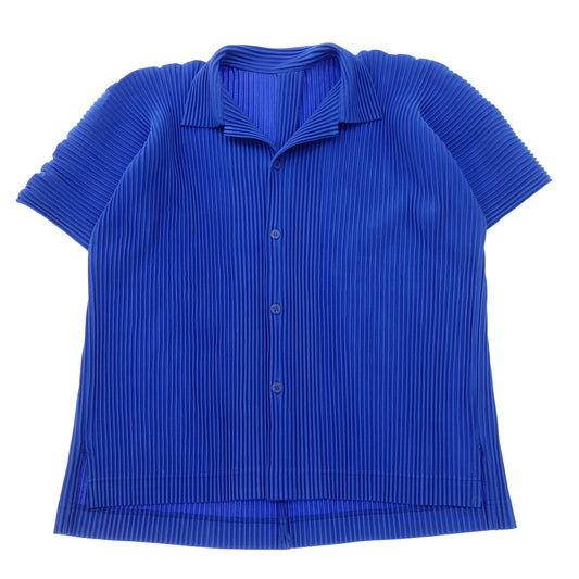 ISSEY MIYAKE HOMME PLISSE Shirt Short Sleeve Pleated HP91JJ123 Men's Blue 3 ISSEY MIYAKE HOMME PLISSE [AFB49] [Used] 