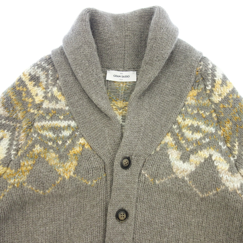 Good Condition◆GRAN SASSO Knit Cardigan Shawl Collar Nordic Made in Italy Men's Gray Size 46 GRAN SASSO [AFB2] 