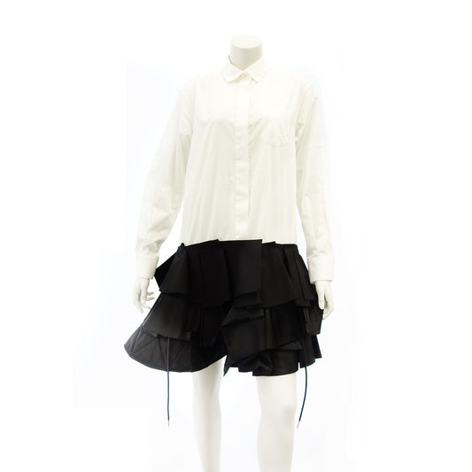 Good Condition◆Sacai Shirt Dress Bicolor 22-06033 Women's Black White 2 Sacai [AFA1] 