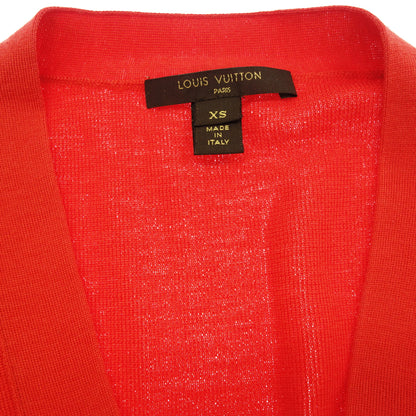 Used ◆Louis Vuitton Knit Cardigan Gold Button Zip Red Size XS Ladies LOUIS VUITTON [AFB22] 